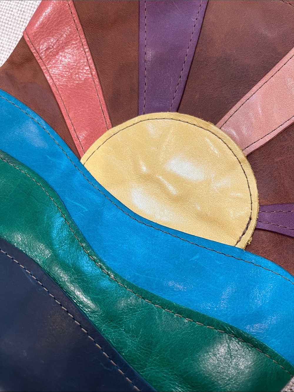 Genuine Leather Handmade Sunrise Multicolor With Adjustable Strap - Picture 10 of 13